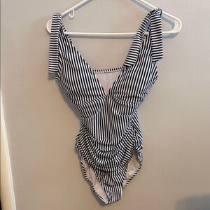 Ellen Tracy Black and White Striped Kids One Piece